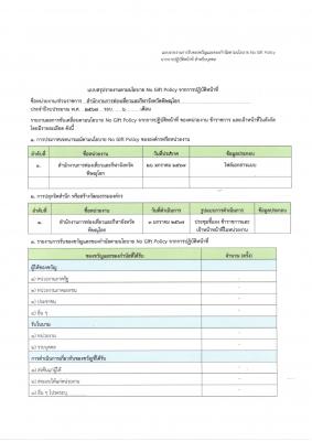แบบสรุปรายงานตามนโยบาย No Gift Policy จากการปฏิบัติหน้าที่ ประจำปี 2567  